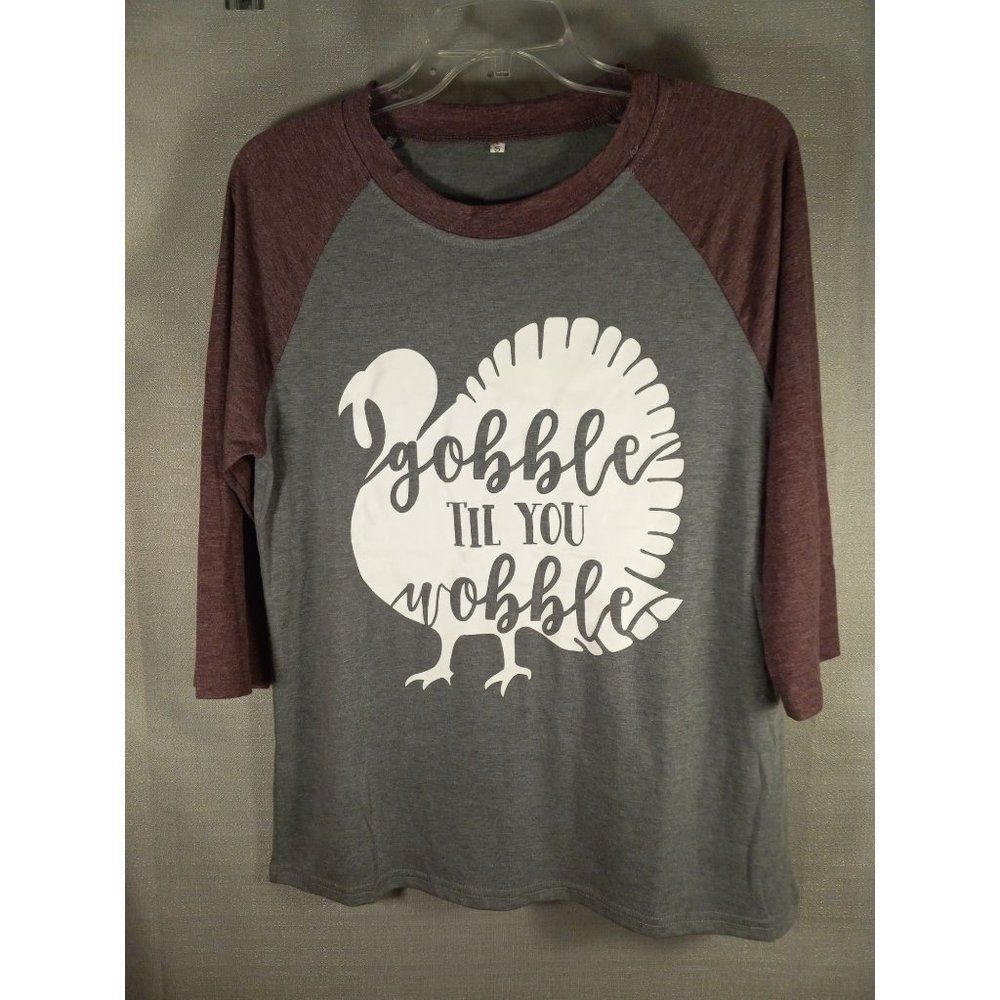 Holliday- Thanksgiving themed "gobble till you wobble" half sleeve t-shirt